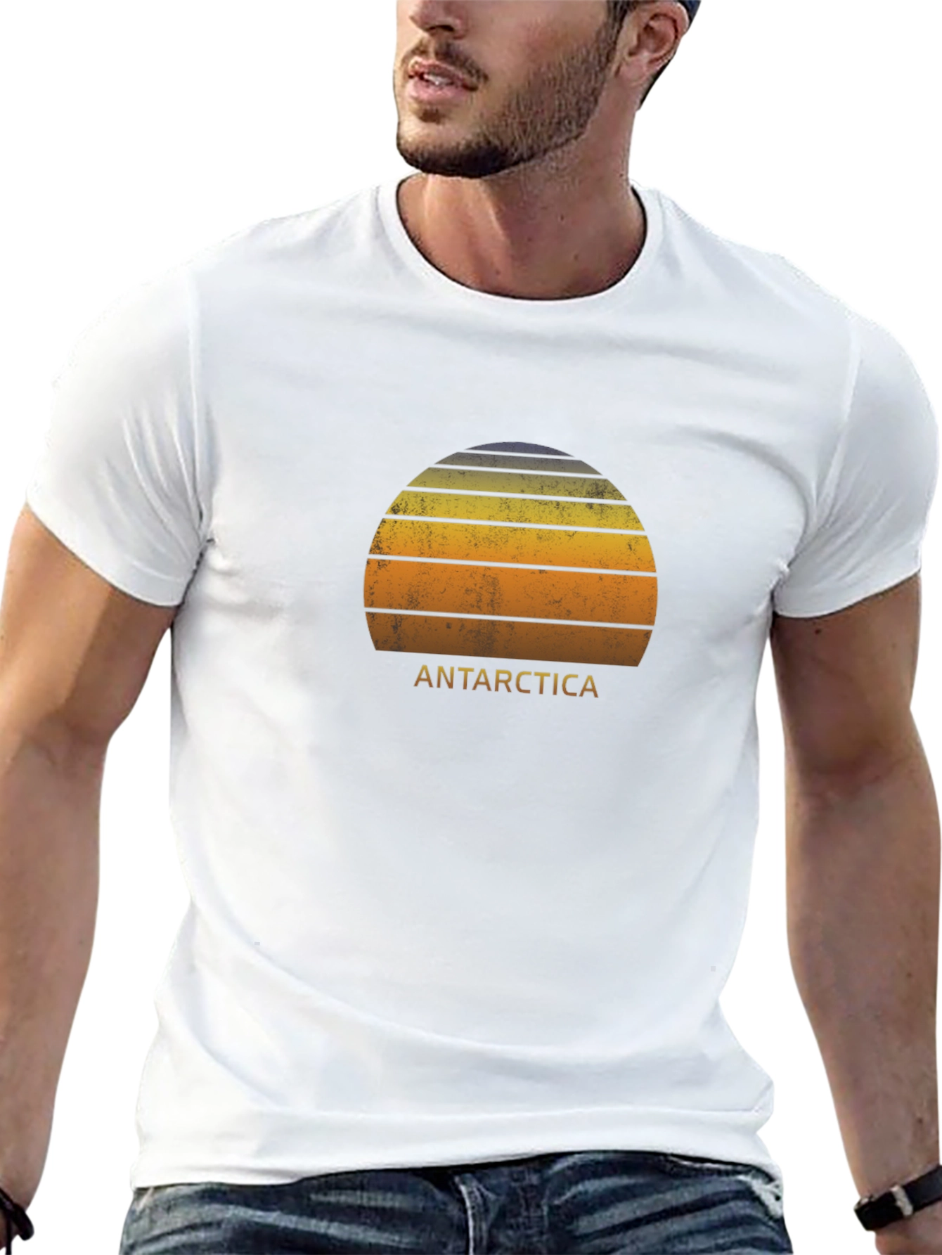 Antarctica Sunset Graphic Tee - Distressed Style