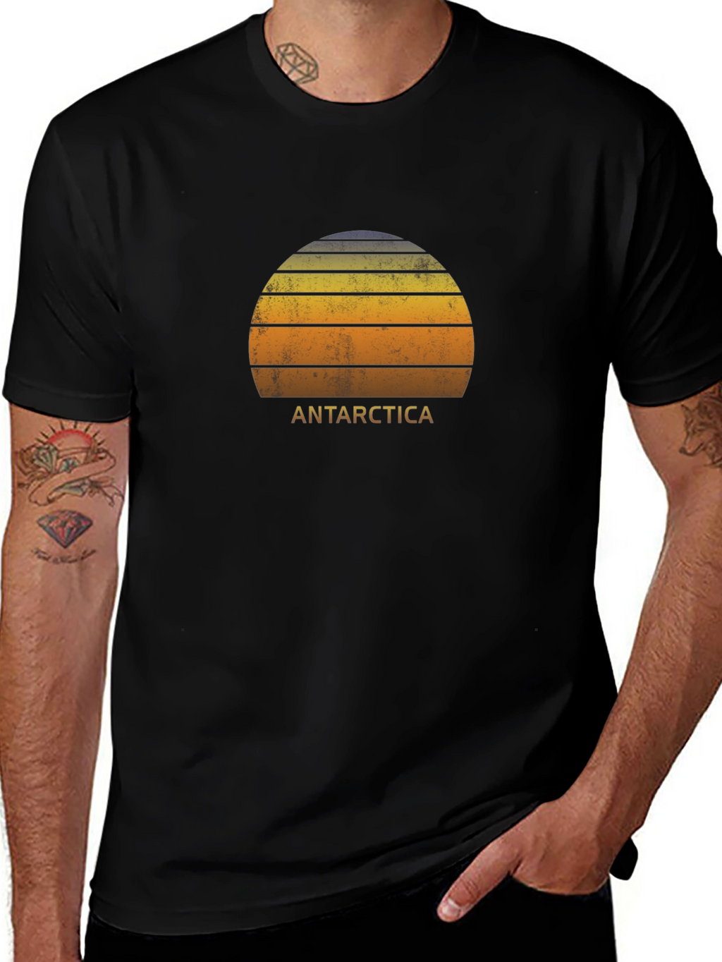Antarctica Sunset Graphic Tee - Distressed Style