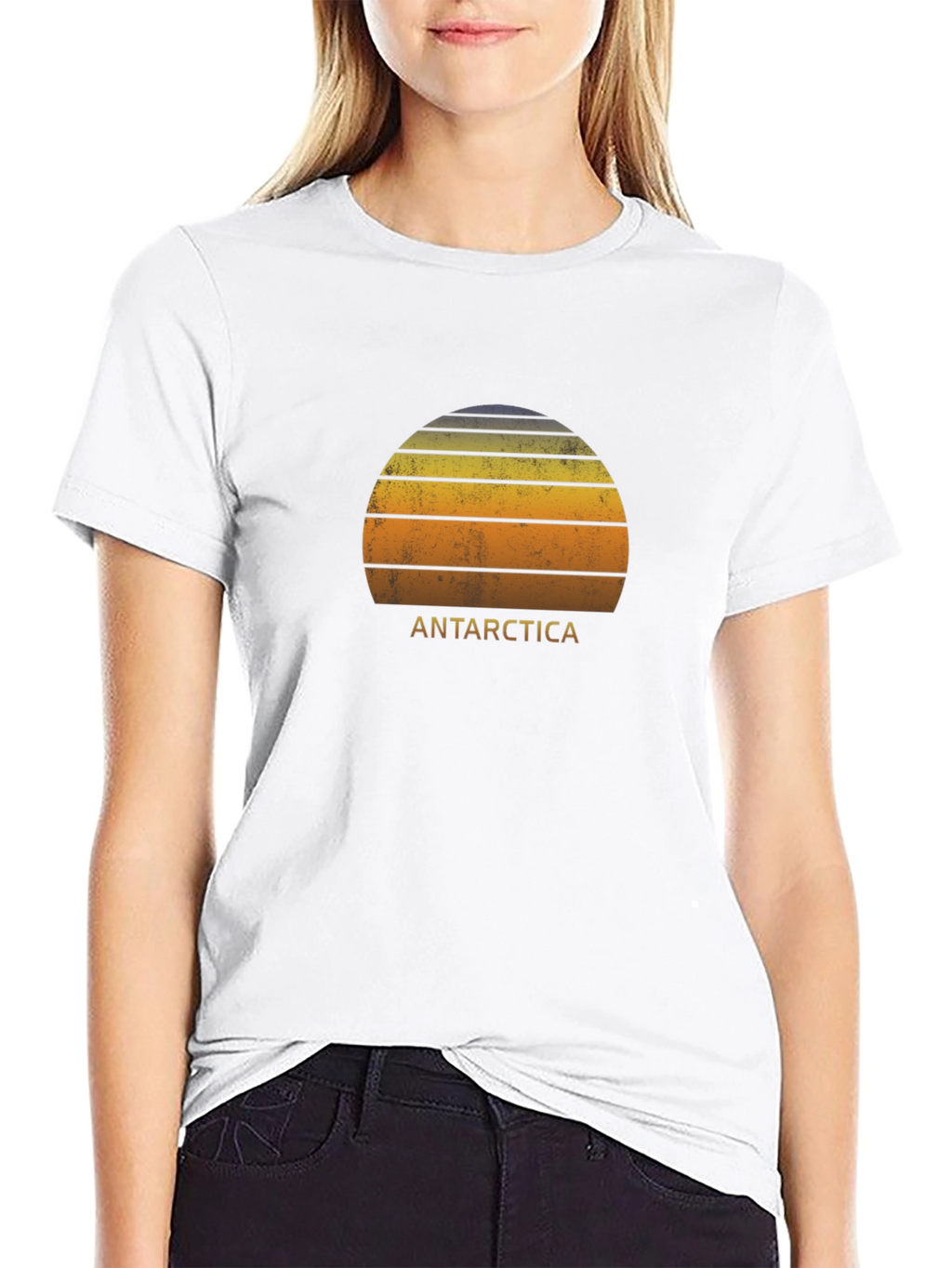 Antarctica Sunset Graphic Tee - Distressed Style