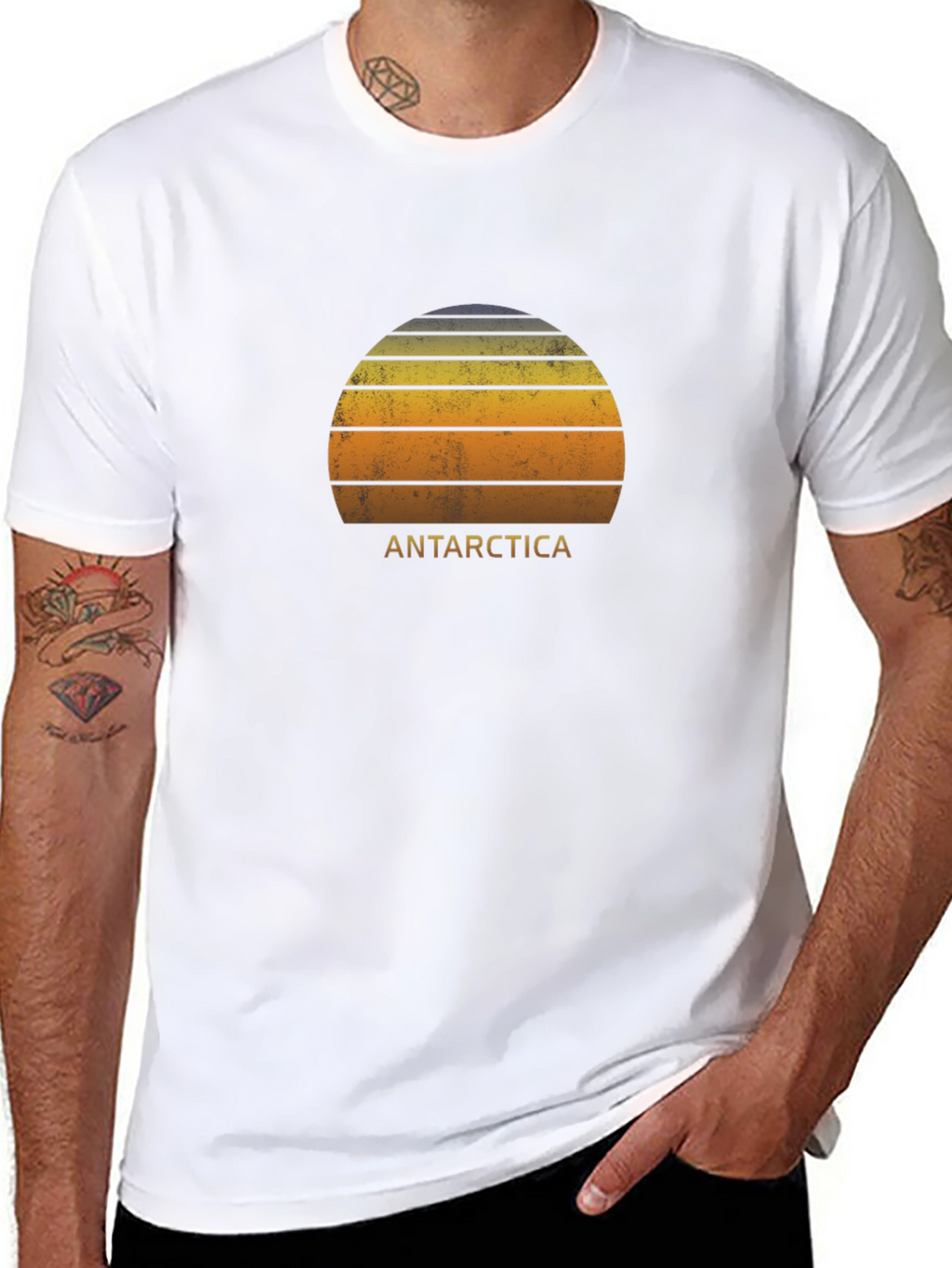 Antarctica Sunset Graphic Tee - Distressed Style