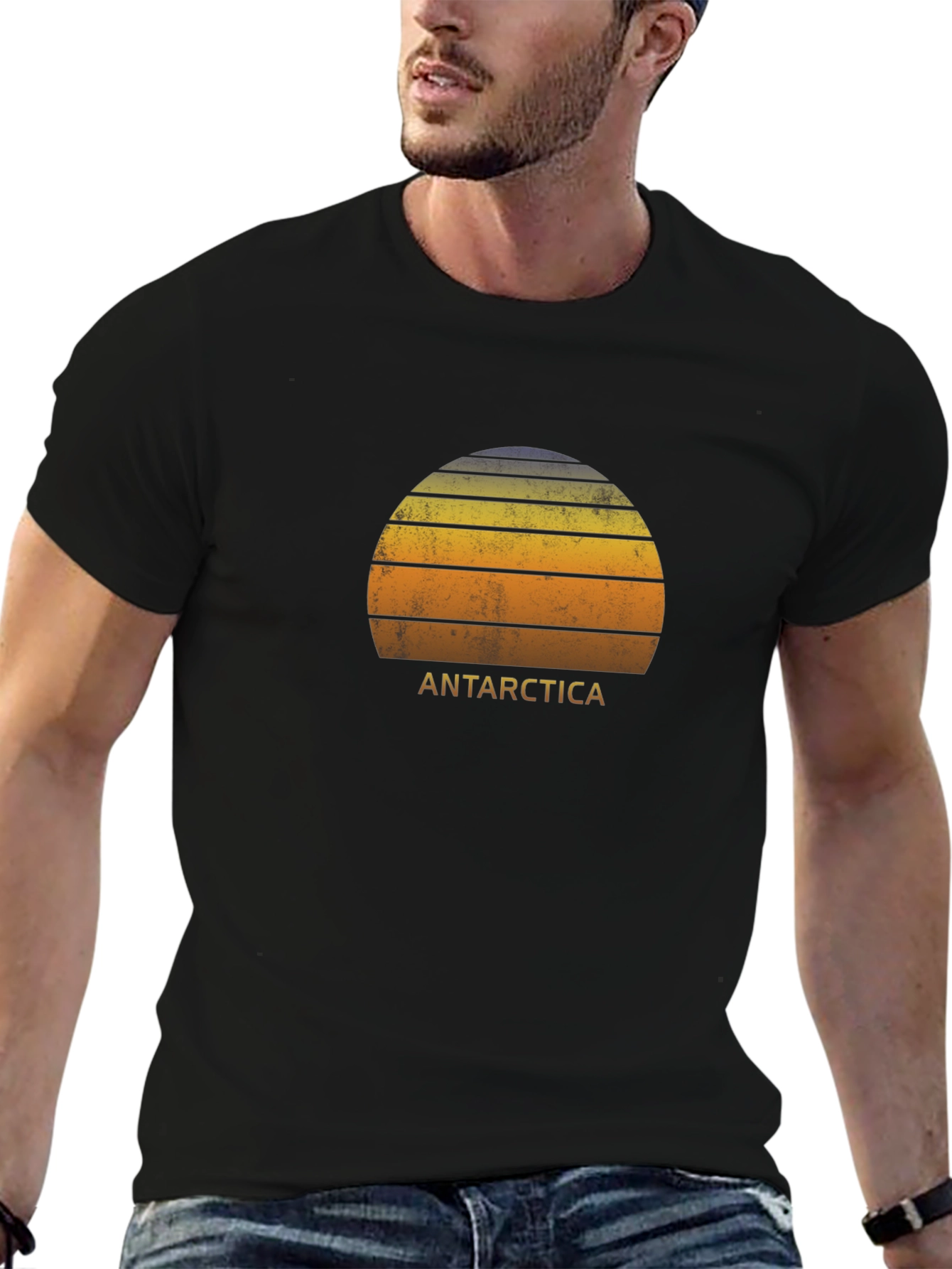 Antarctica Sunset Graphic Tee - Distressed Style