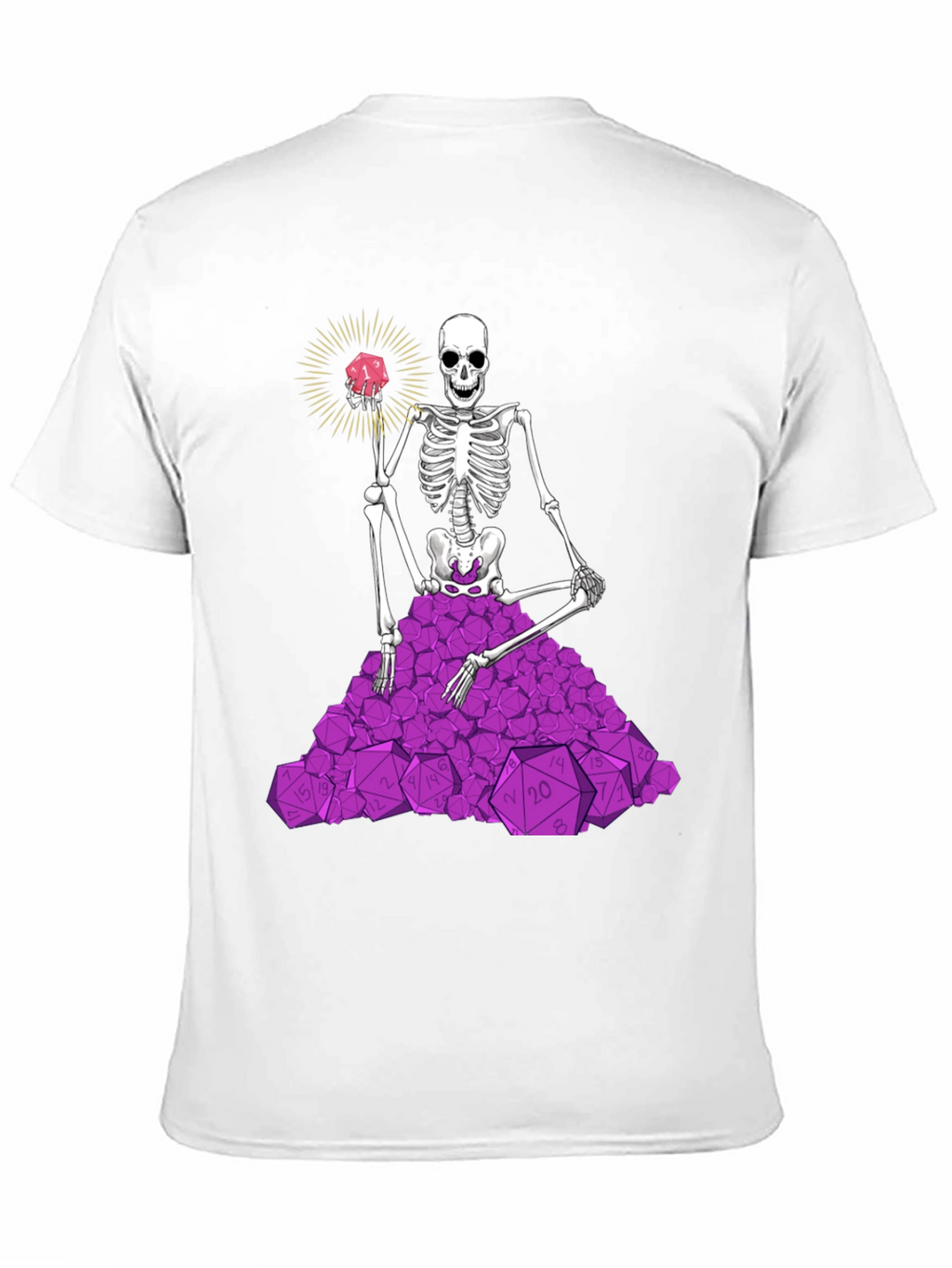 Skeleton & D20 Dice T-Shirt - Unique Gamer Apparel