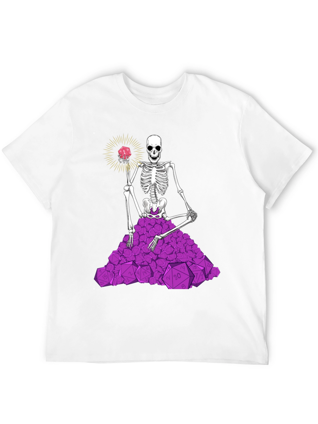 Skeleton & D20 Dice T-Shirt - Unique Gamer Apparel