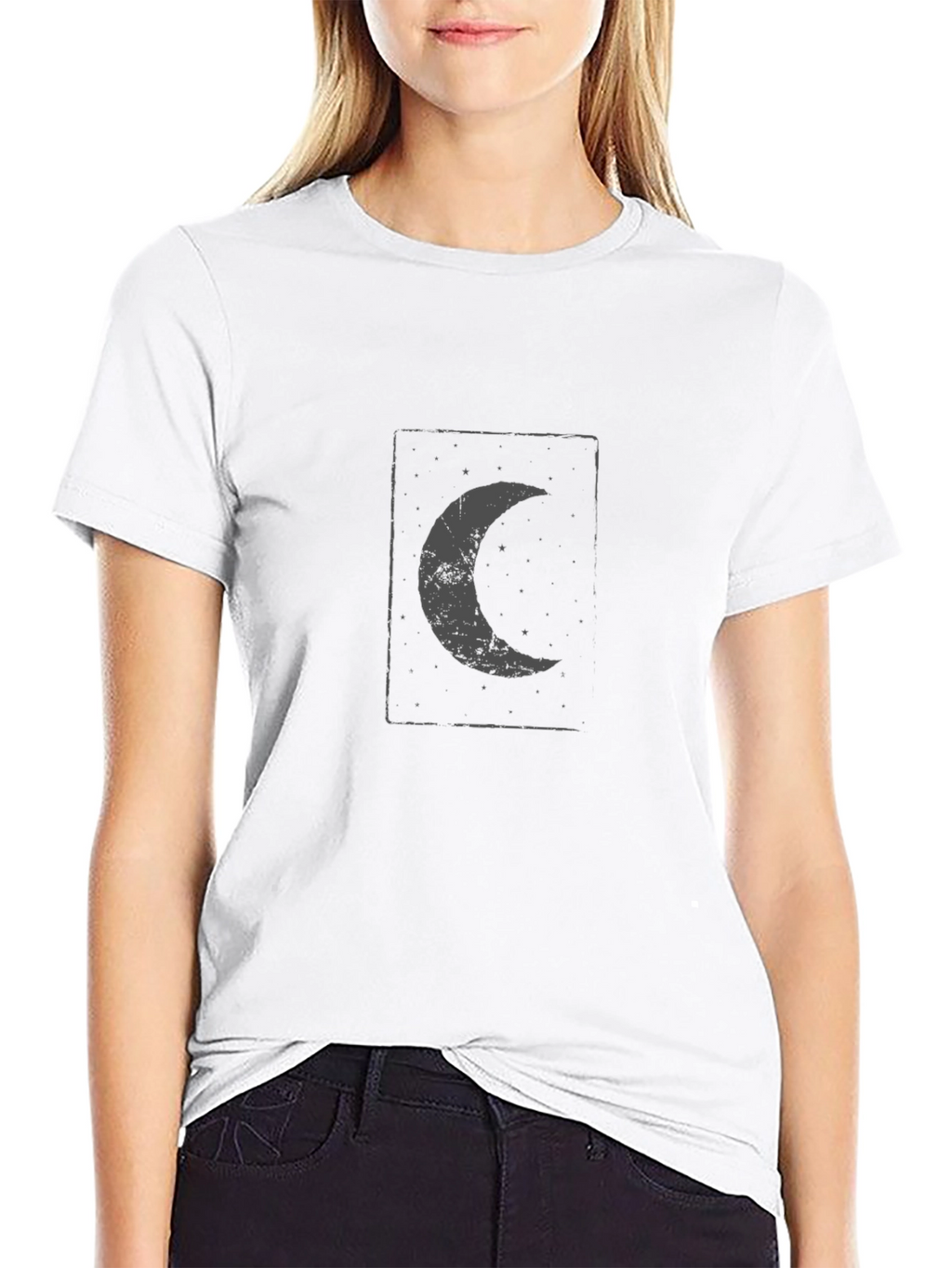 Black Moon Graphic Tee - Celestial Crescent Design