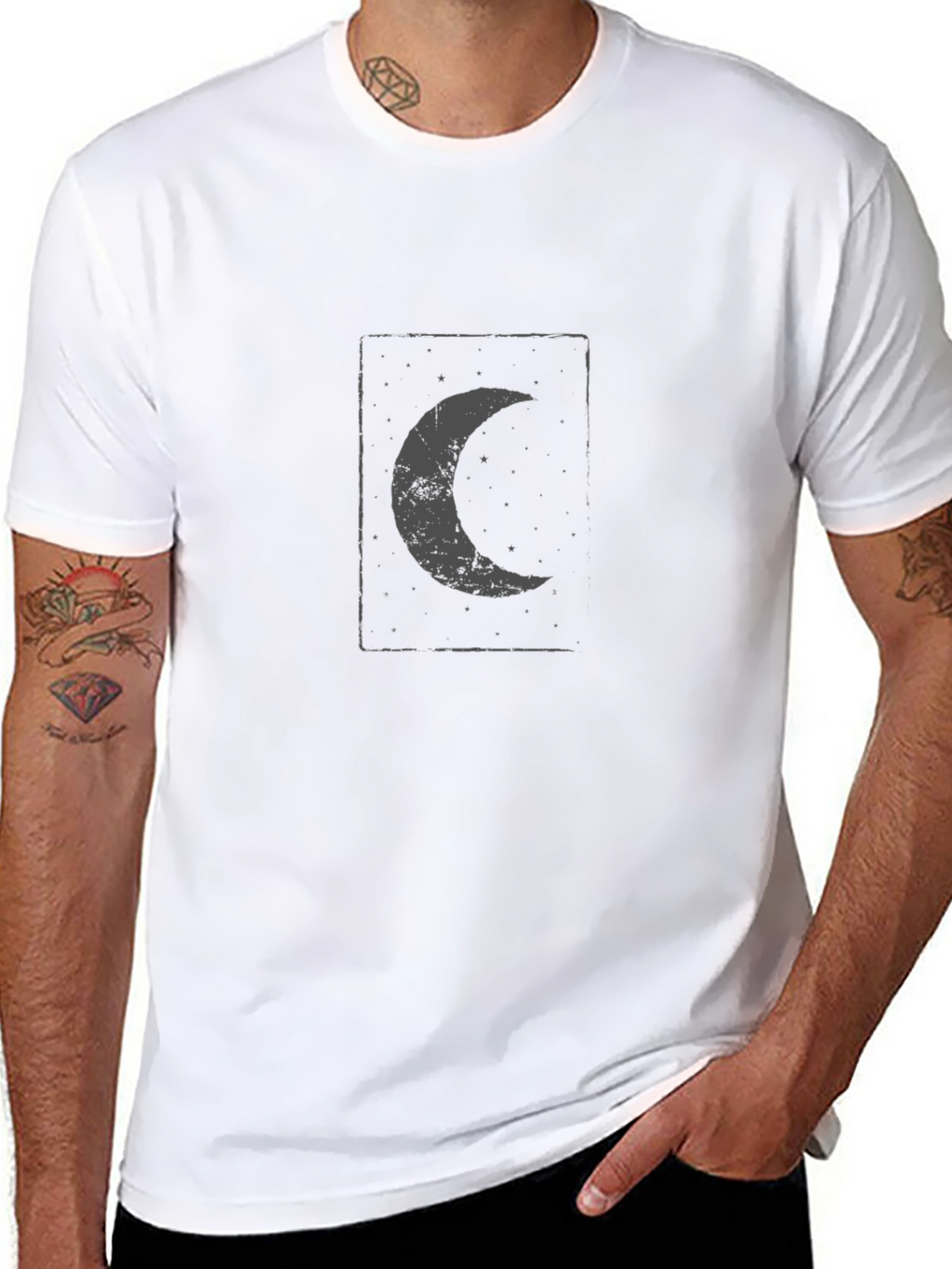Black Moon Graphic Tee - Celestial Crescent Design
