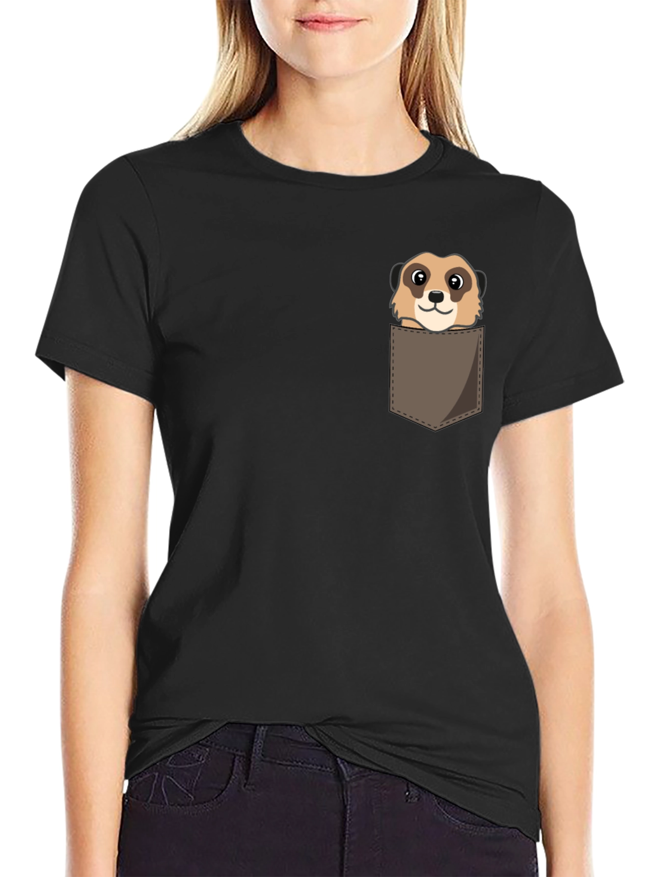 Meerkat Pocket Tee -  Cute Animal Graphic Shirt