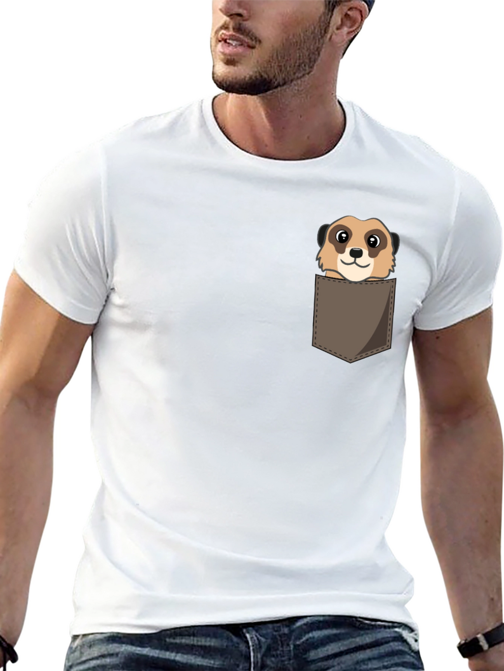 Meerkat Pocket Tee -  Cute Animal Graphic Shirt