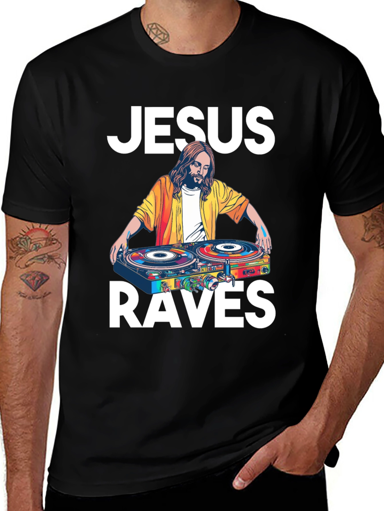 Jesus Raves Graphic T-Shirt - Party Tee