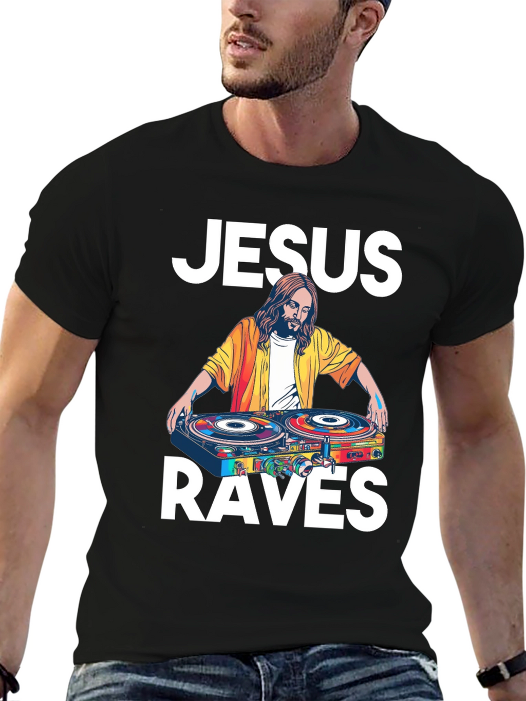 Jesus Raves Graphic T-Shirt - Party Tee