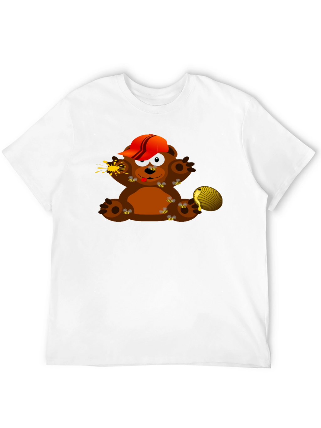 Cartoon Bear & Bees Graphic Tee