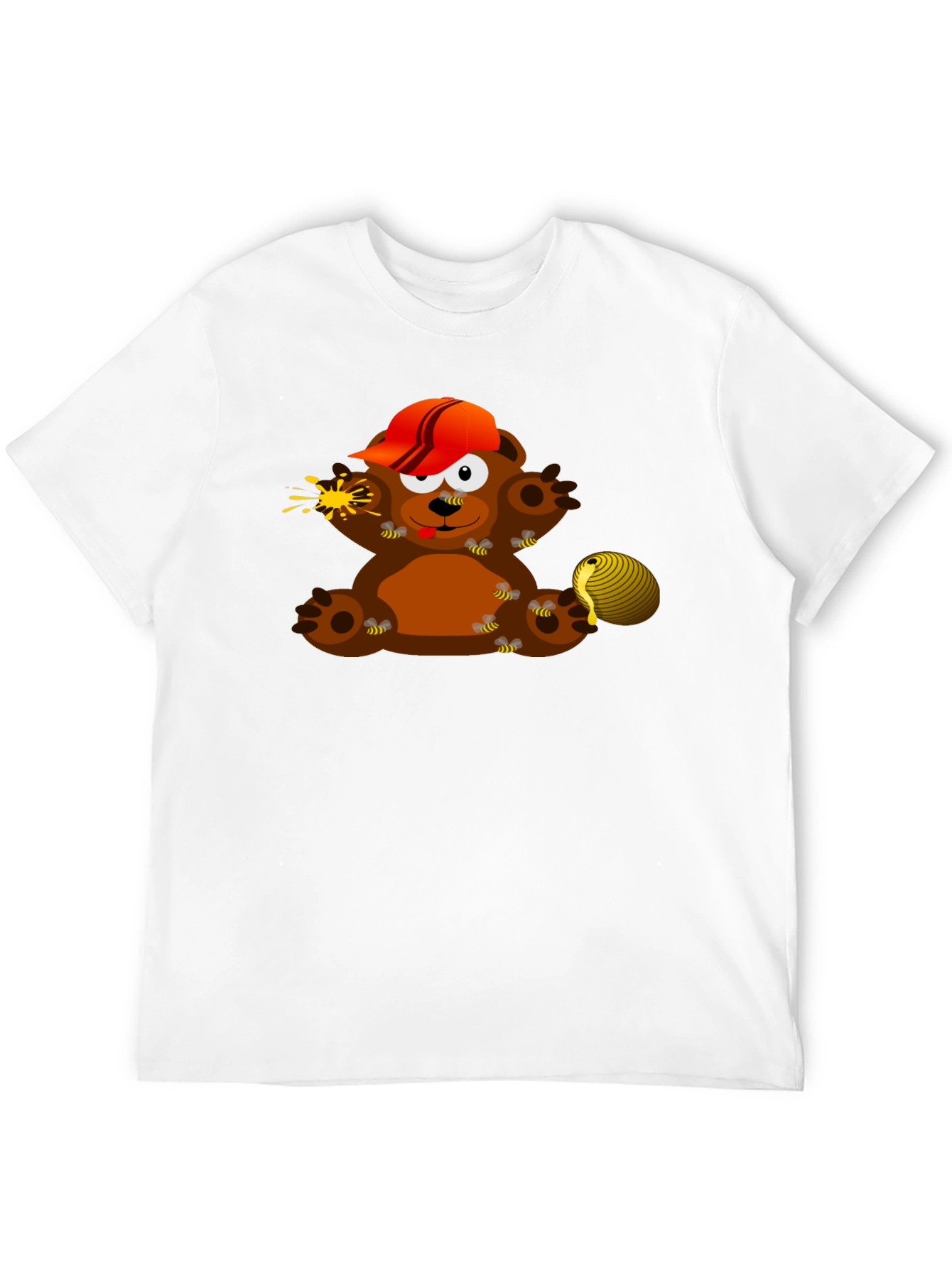 Cartoon Bear & Bees Graphic Tee