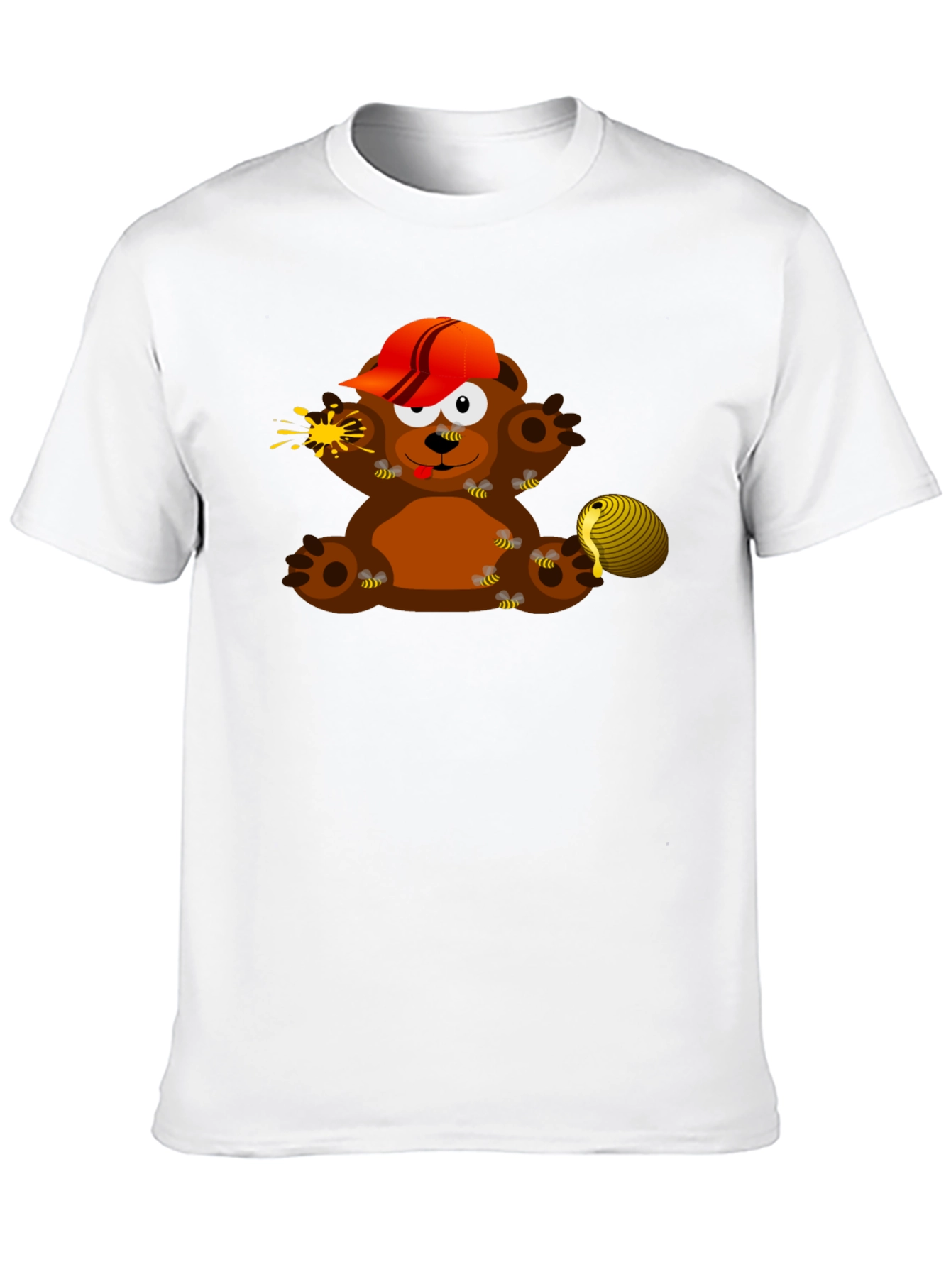 Cartoon Bear & Bees Graphic Tee