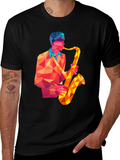 Geometric Saxophone Player Graphic Tee