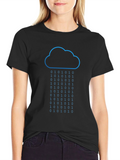 Binary Cloud Rain T-Shirt - Geeky Data Style