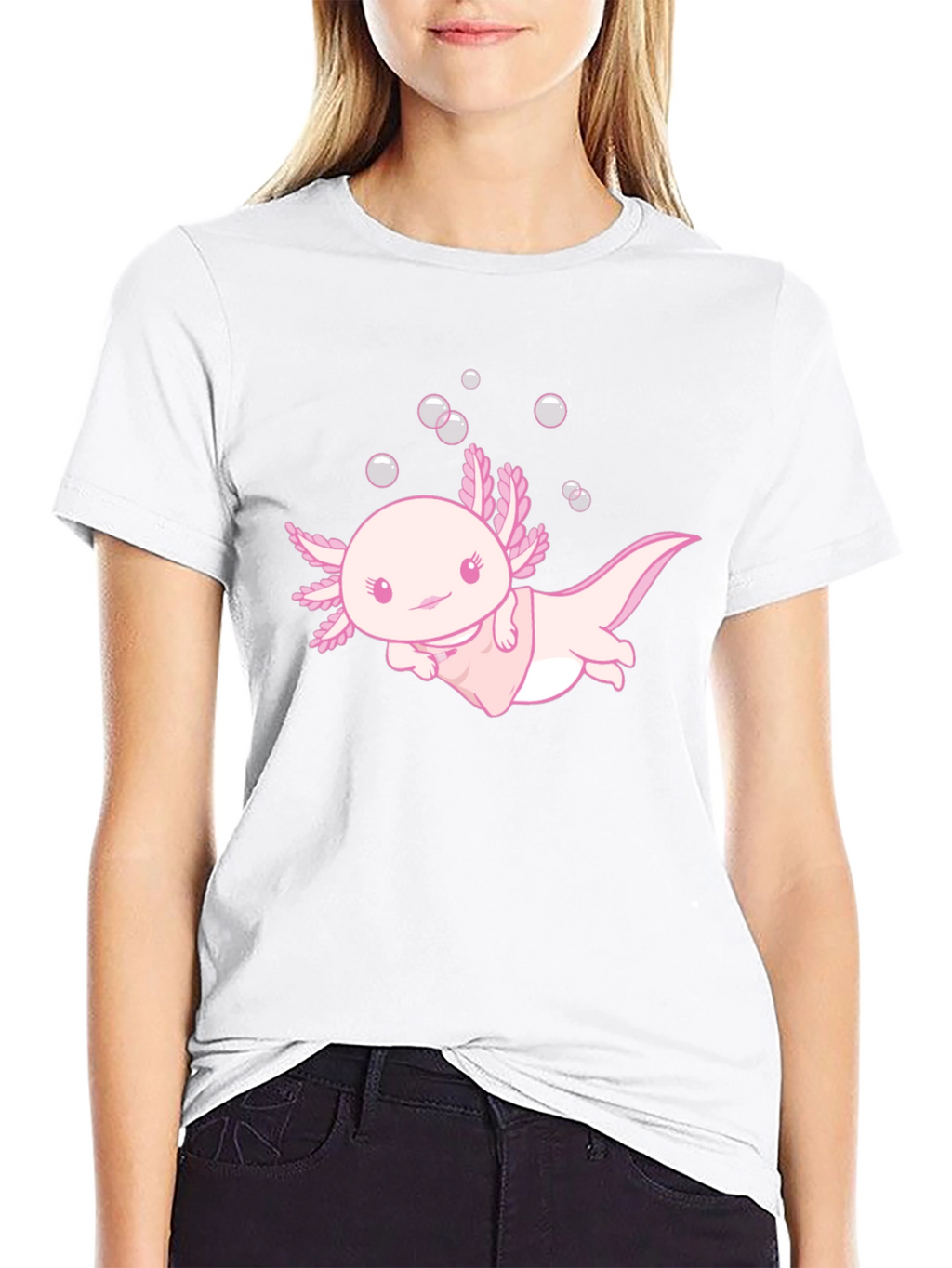 Cute Axolotl Black T-Shirt