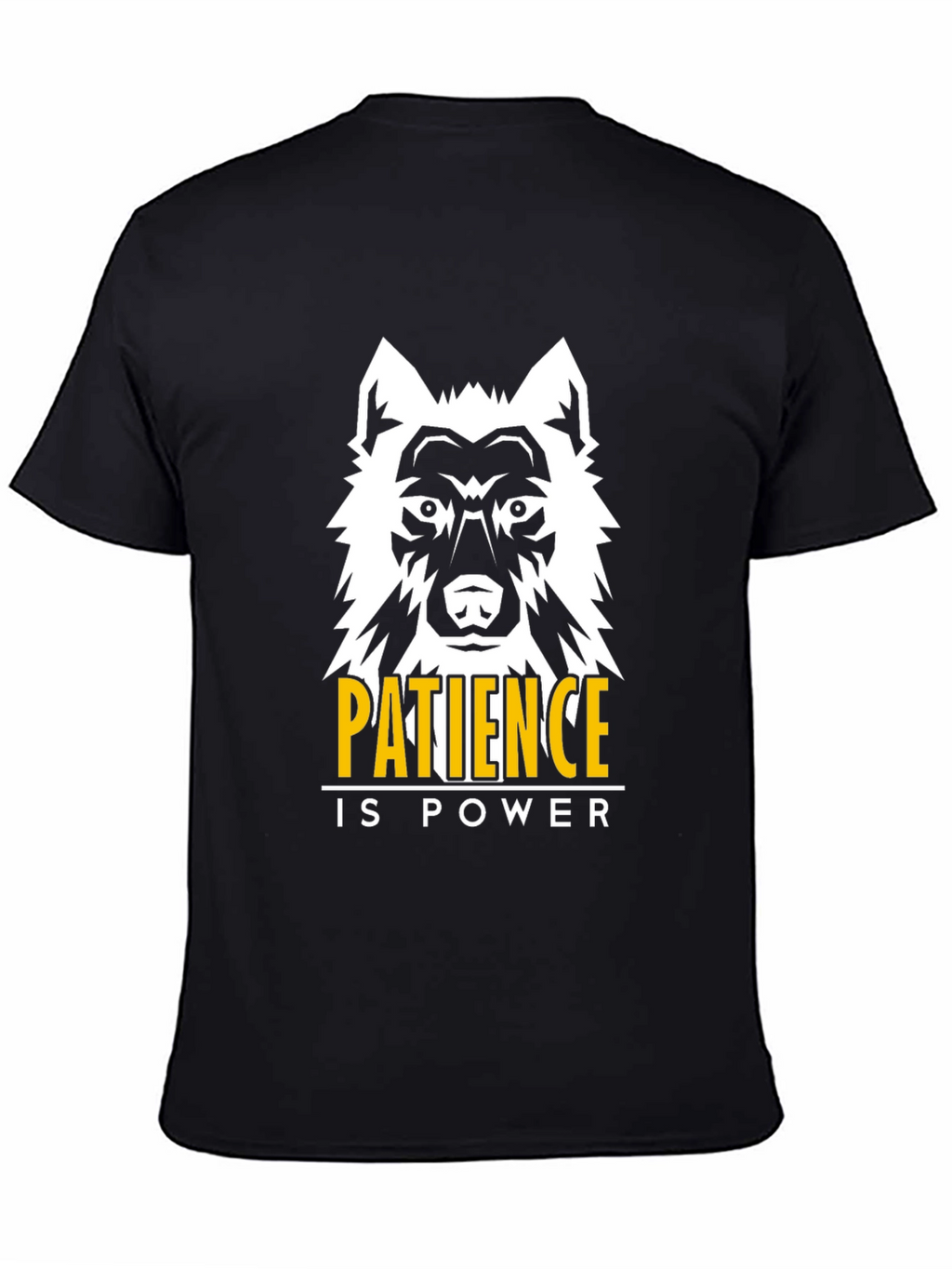 Patience is Power Wolf Graphic Tee - Black