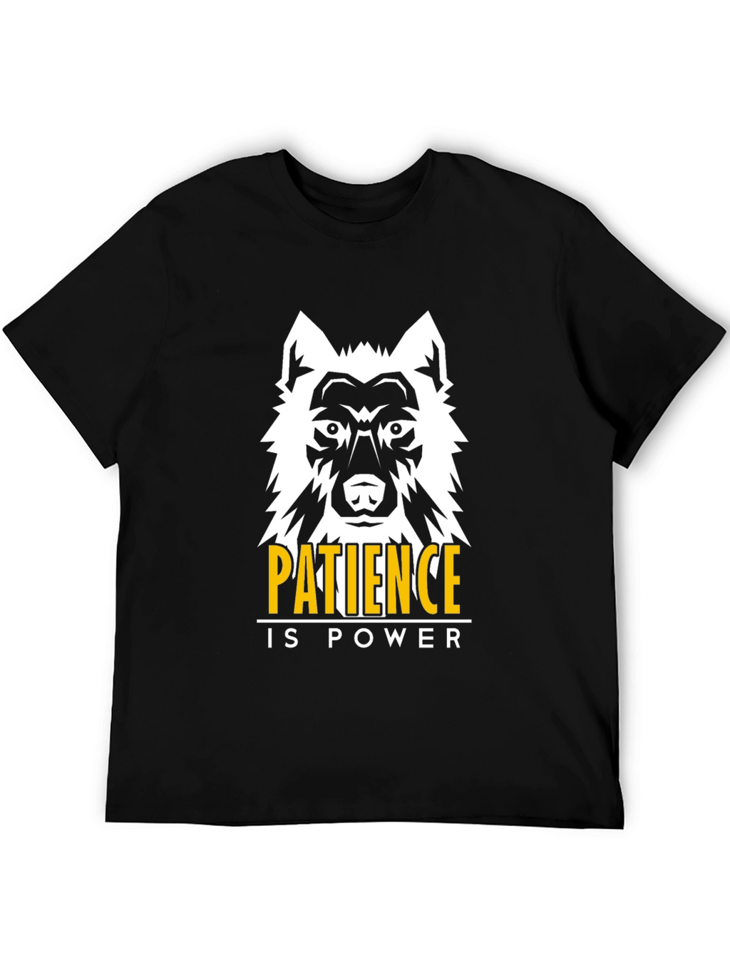 Patience is Power Wolf Graphic Tee - Black