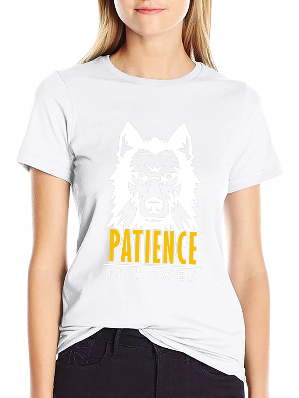 Patience is Power Wolf Graphic Tee - Black