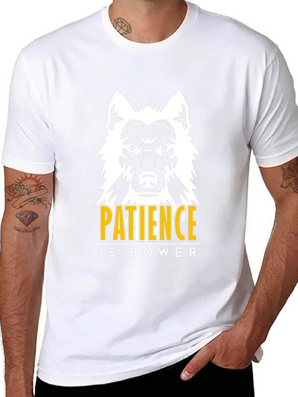 Patience is Power Wolf Graphic Tee - Black