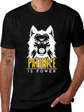 Patience is Power Wolf Graphic Tee - Black