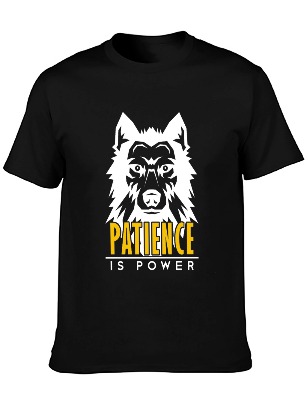 Patience is Power Wolf Graphic Tee - Black
