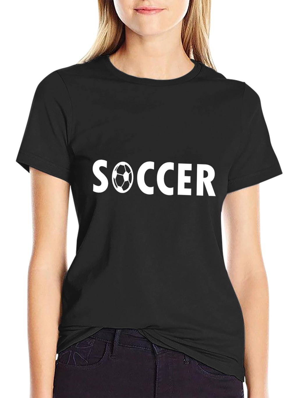Soccer T-Shirt - Black Cotton Graphic Tee