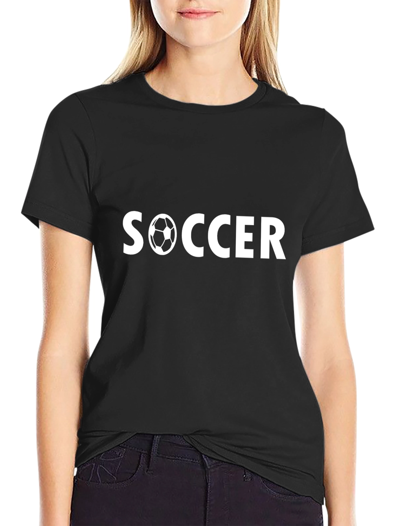 Soccer T-Shirt - Black Cotton Graphic Tee