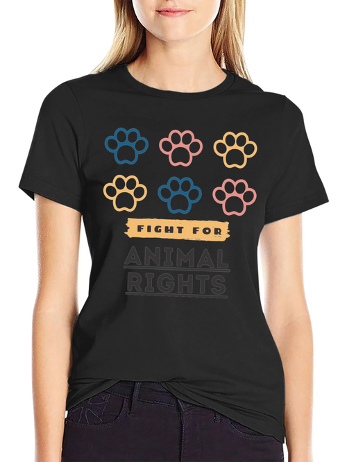 Animal Rights T-Shirt with Paw Prints