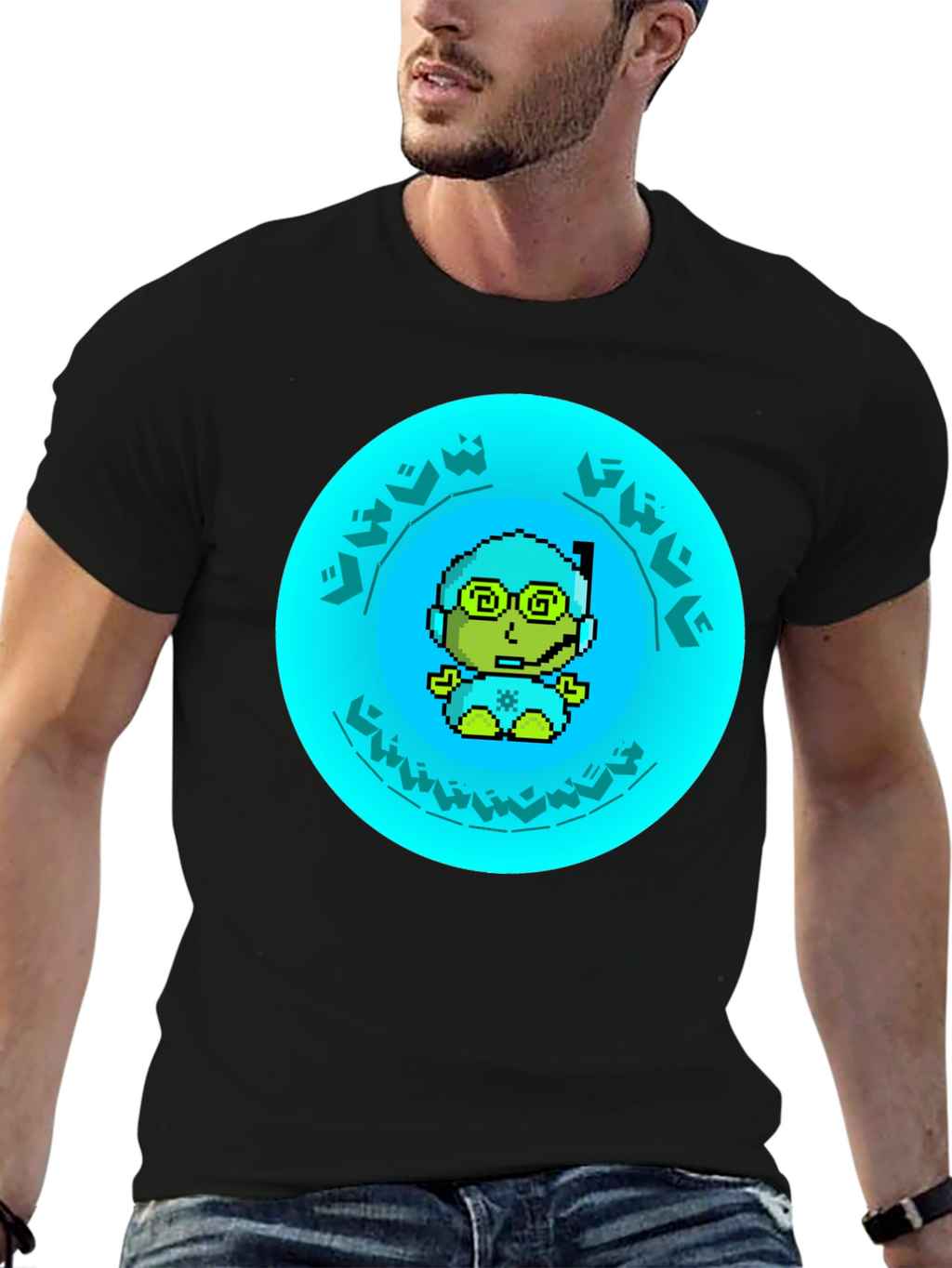 Pixel Diver Graphic Tee - Black Cotton T-Shirt