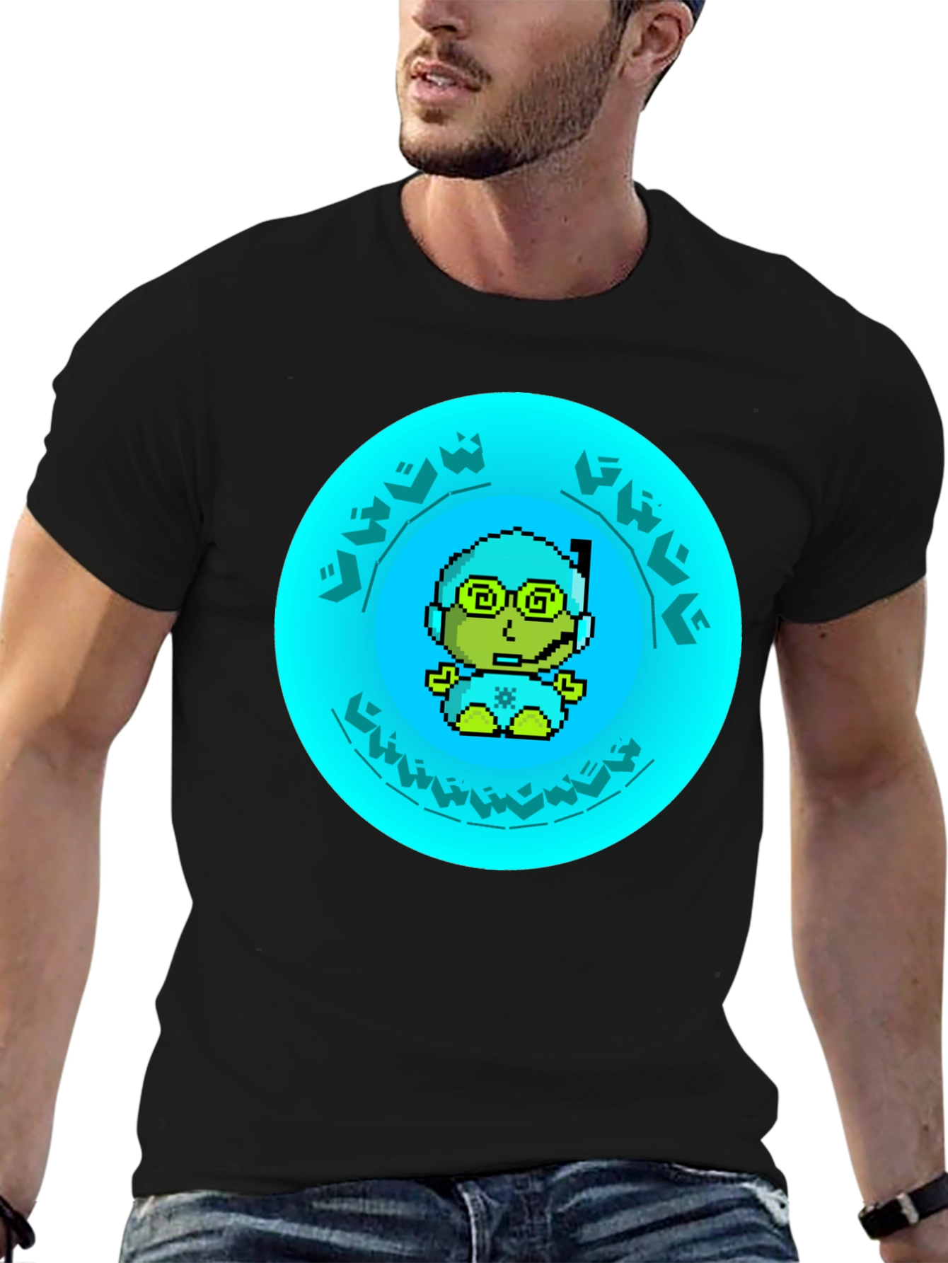 Pixel Diver Graphic Tee - Black Cotton T-Shirt