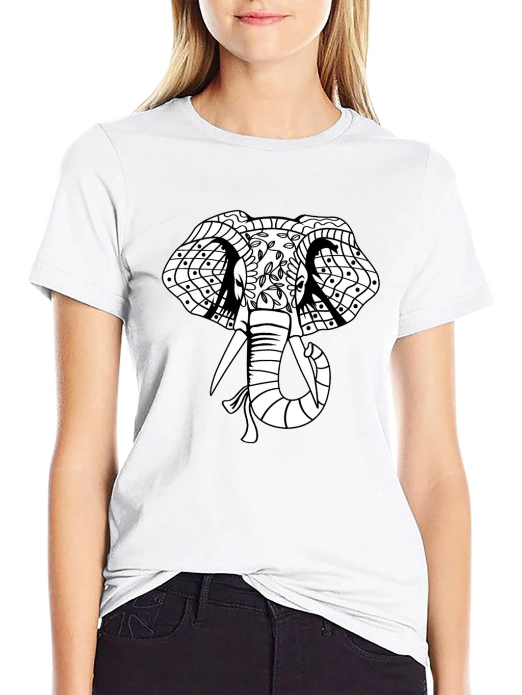 Elephant Graphic Print T-Shirt - Black