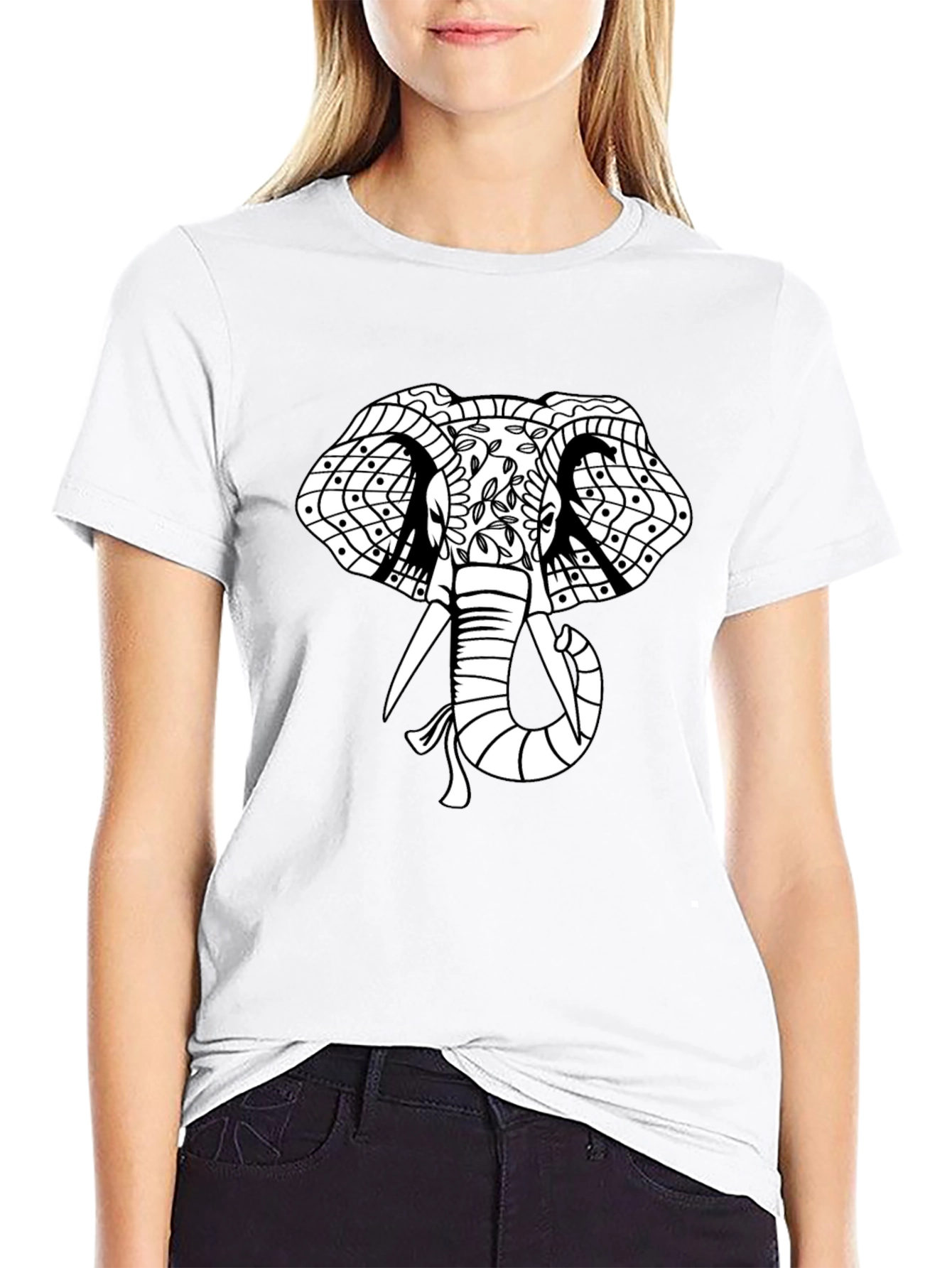 Elephant Graphic Print T-Shirt - Black