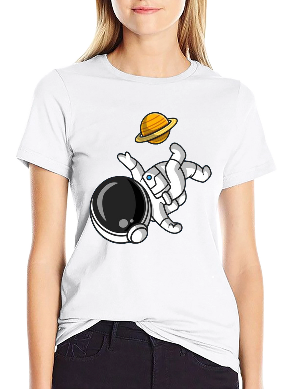 Astronaut & Planet Graphic Tee - Cool Space Design