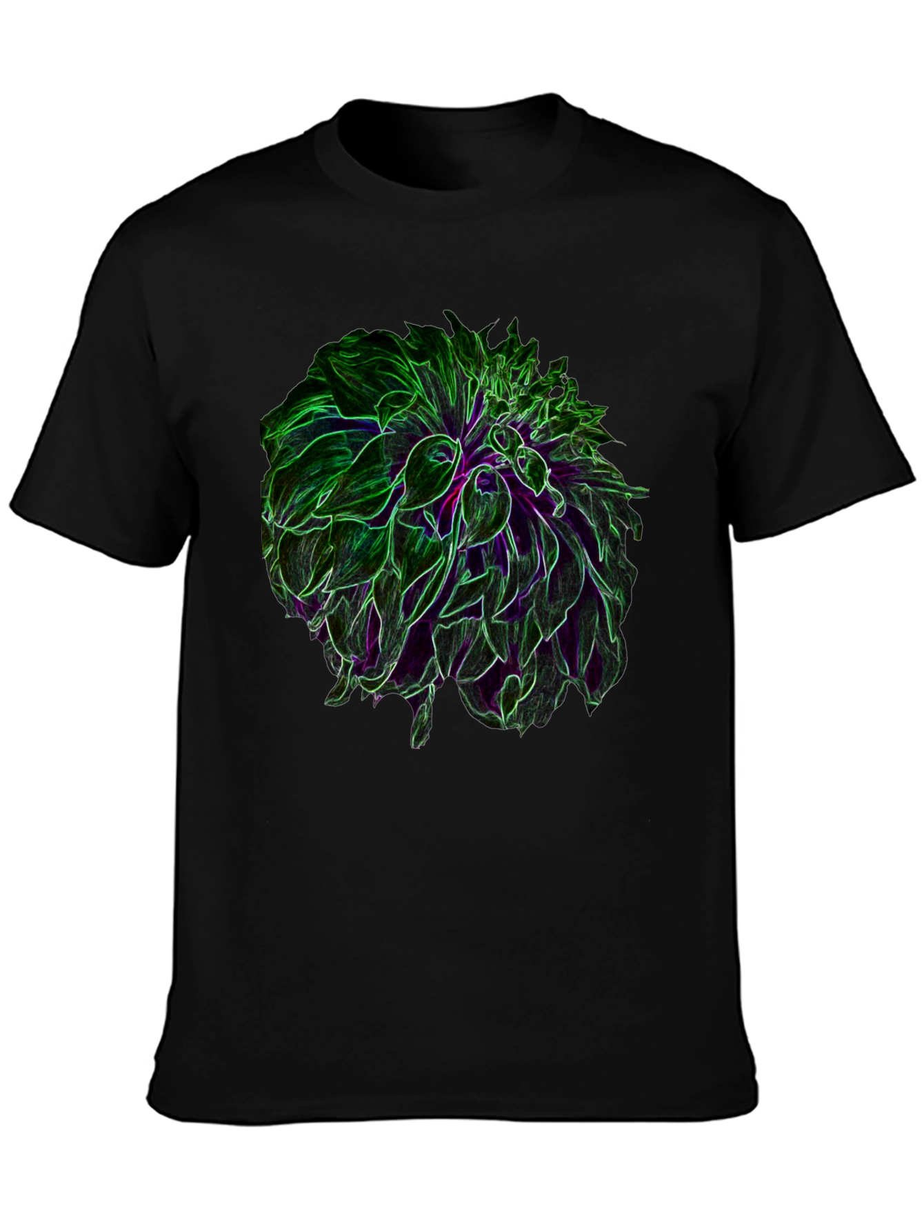 Neon Floral Graphic Black T-Shirt