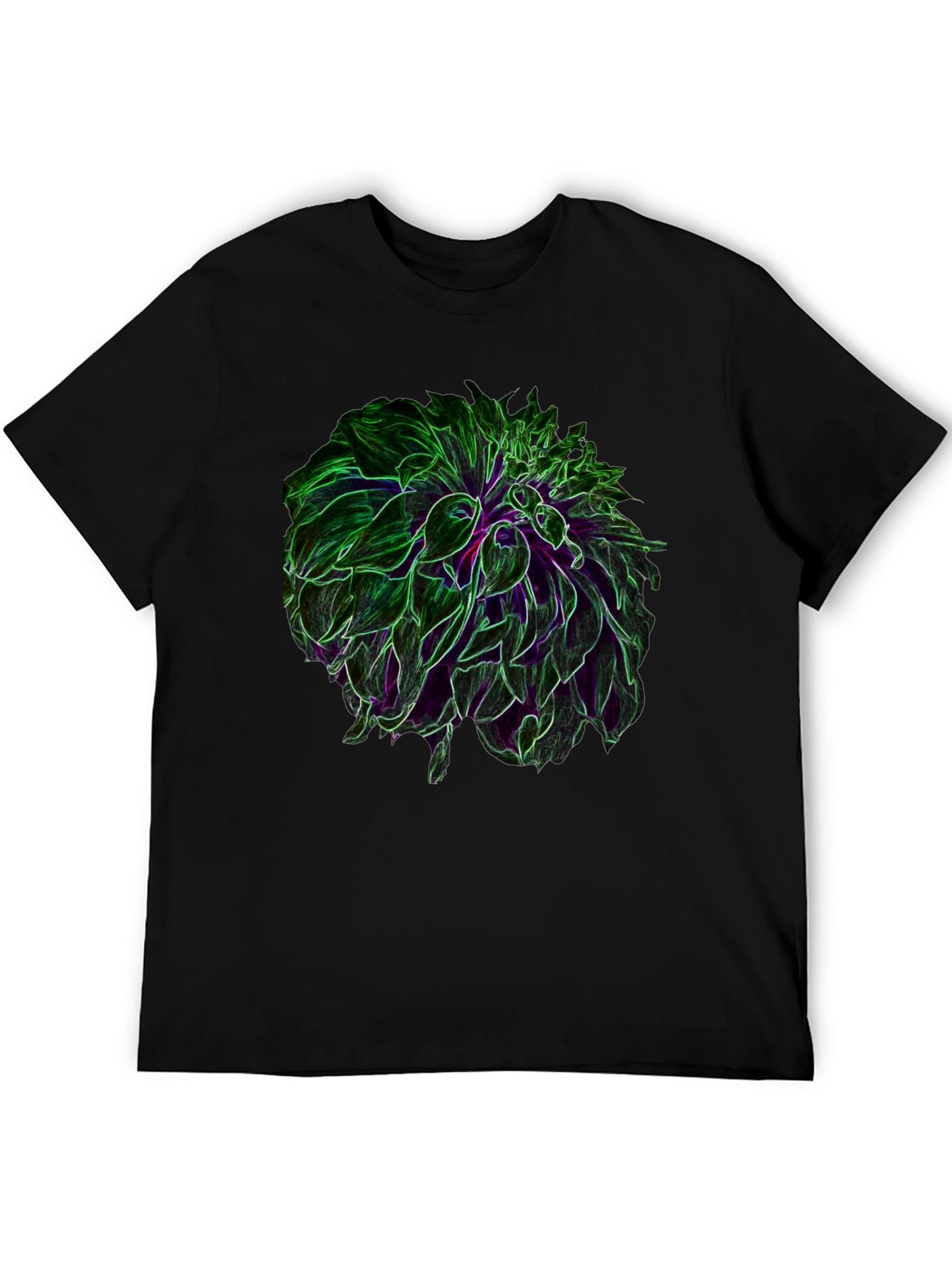 Neon Floral Graphic Black T-Shirt