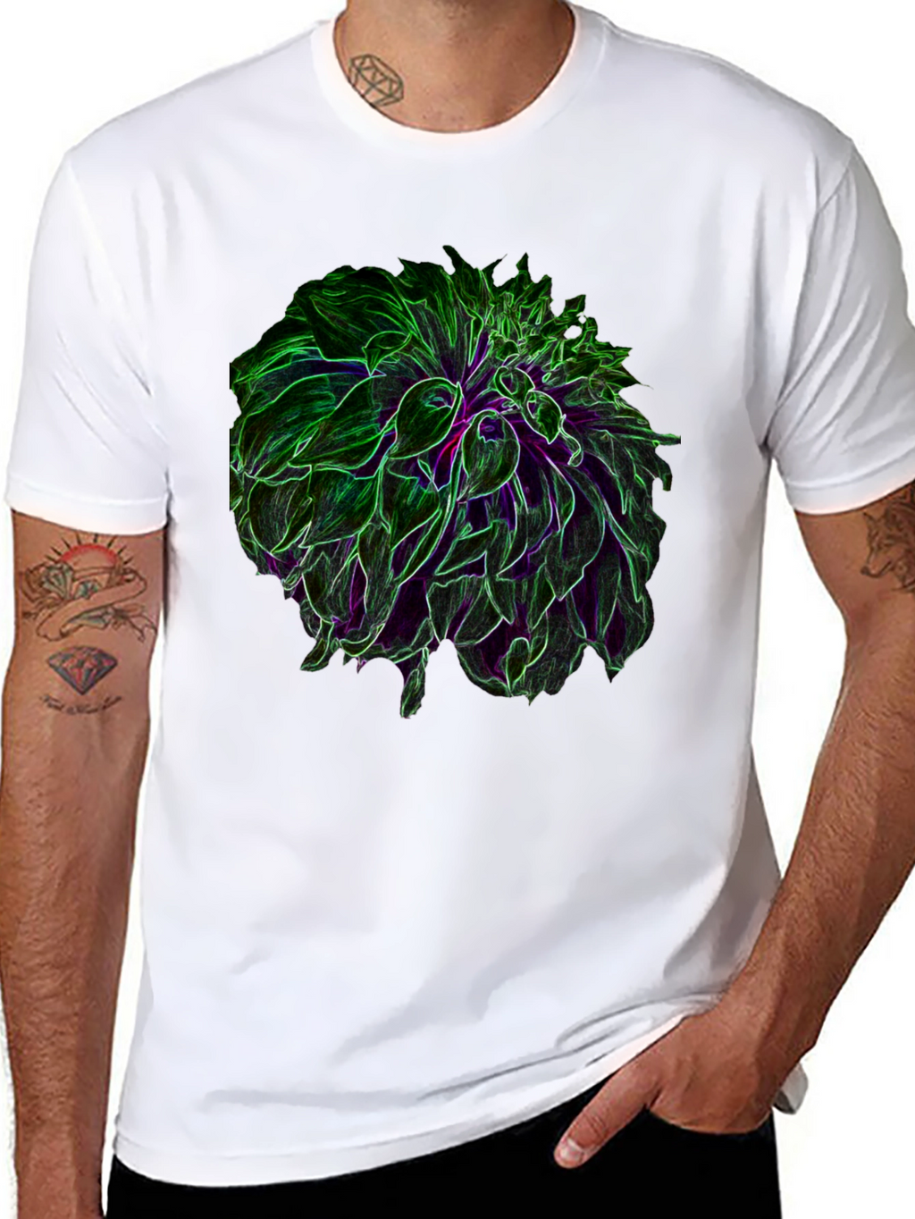 Neon Floral Graphic Black T-Shirt