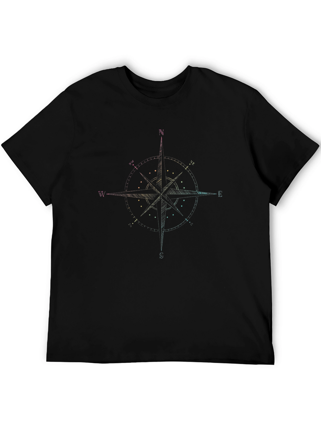 Mens Black Compass Rose Graphic Tee