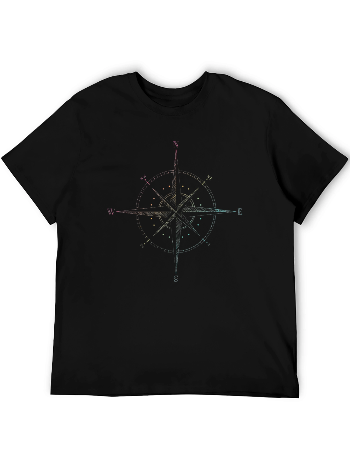 Mens Black Compass Rose Graphic Tee