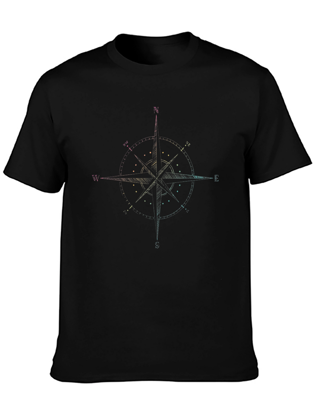 Mens Black Compass Rose Graphic Tee