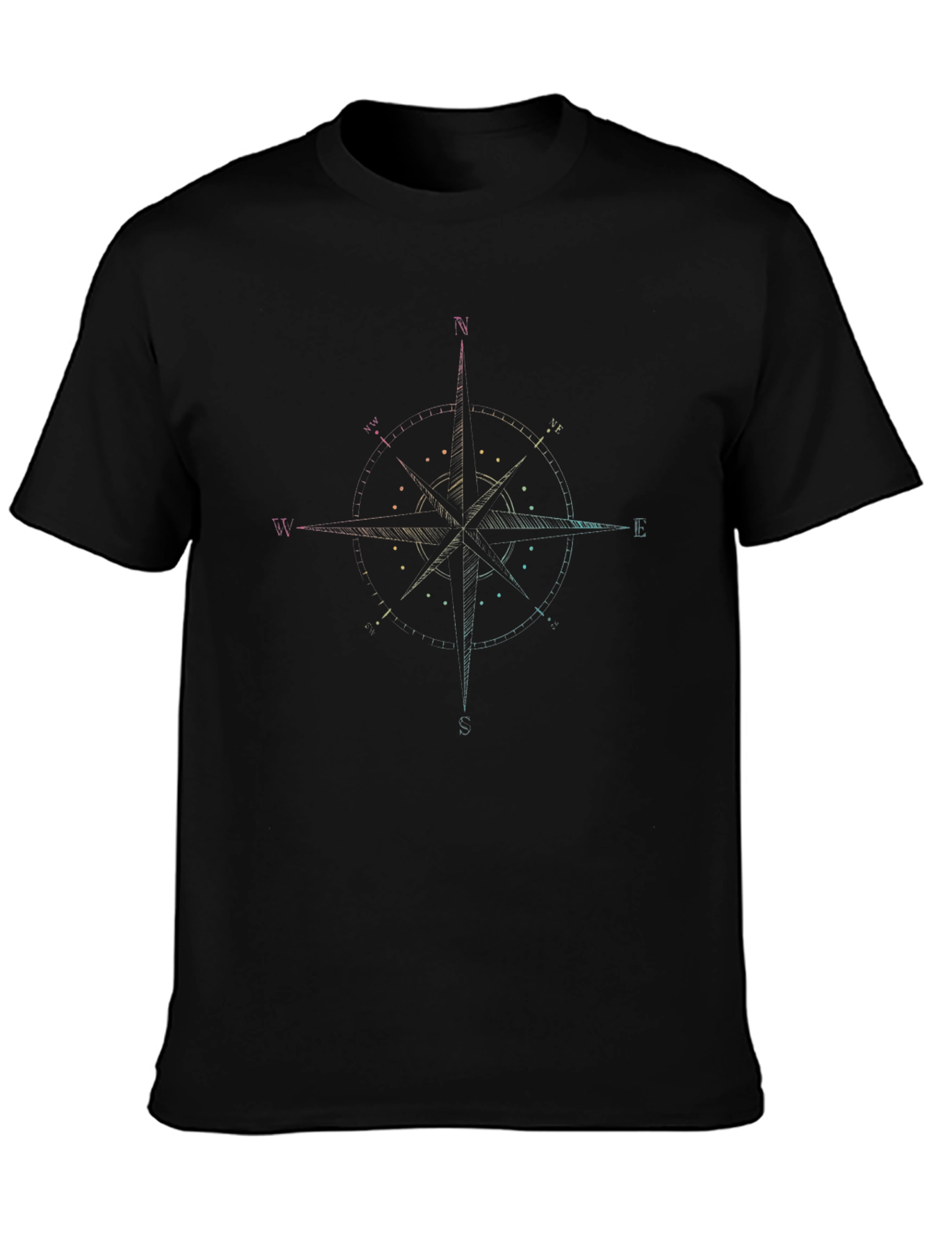 Mens Black Compass Rose Graphic Tee