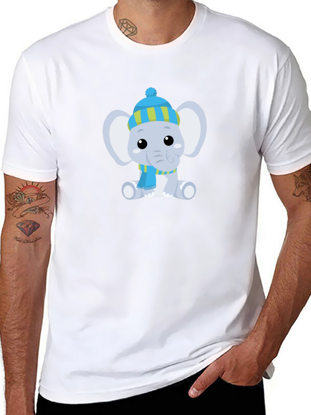 Cute Elephant with Hat Graphic Tee