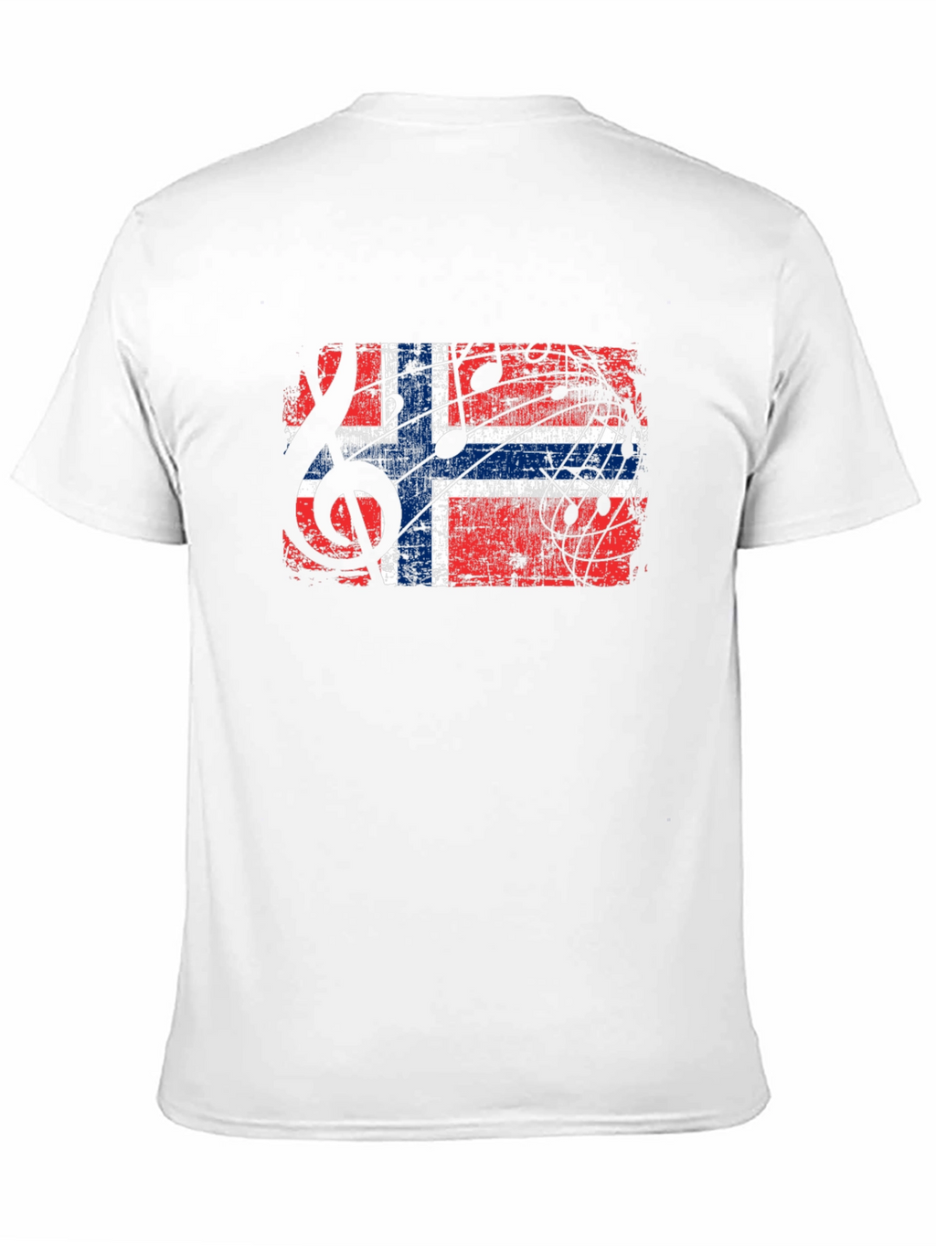 Norway Flag Music Notes Graphic Black T-Shirt