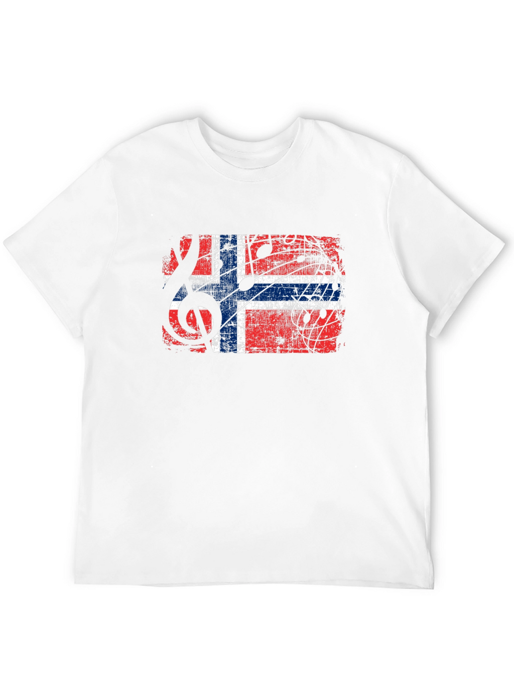 Norway Flag Music Notes Graphic Black T-Shirt