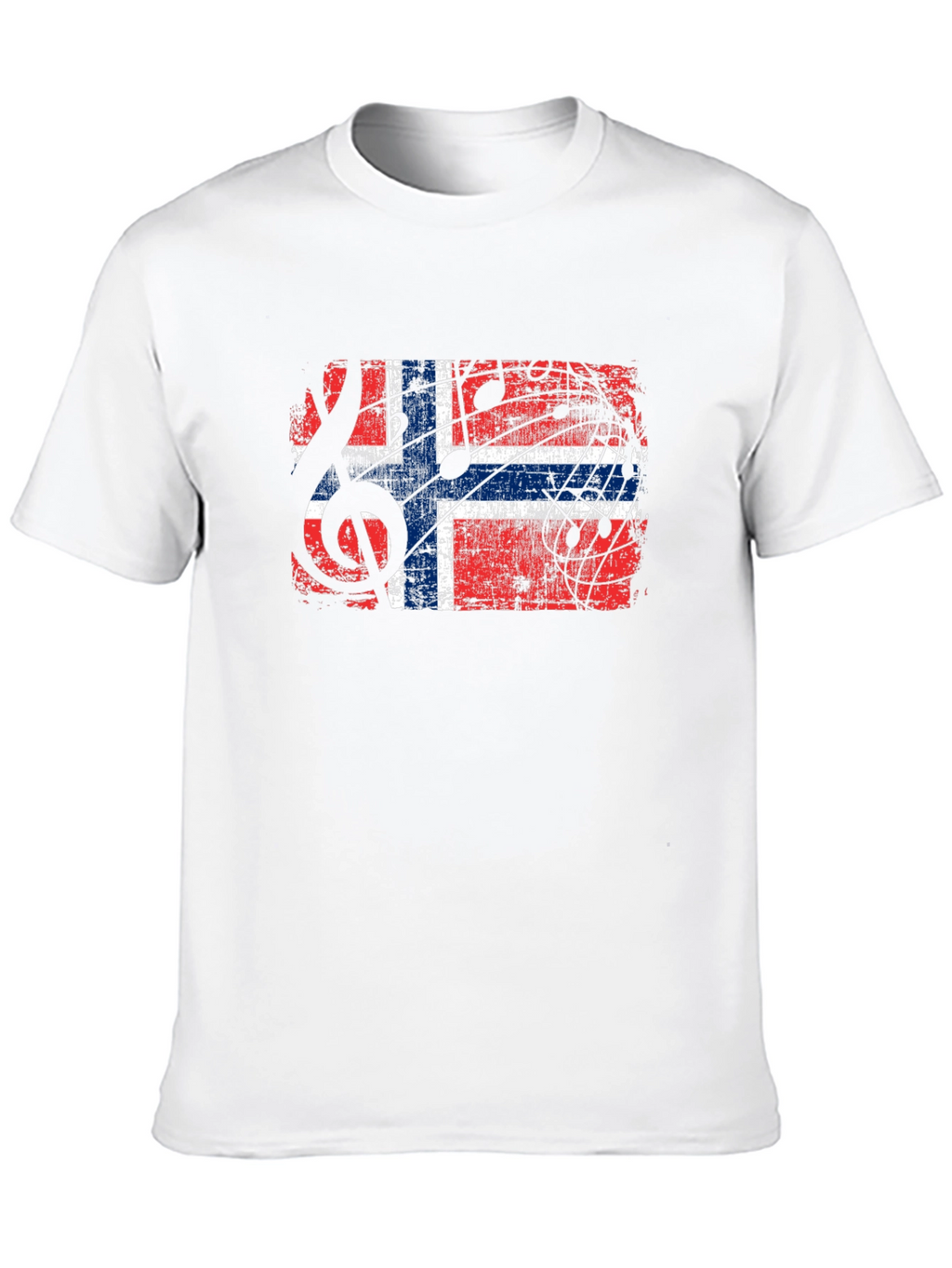 Norway Flag Music Notes Graphic Black T-Shirt