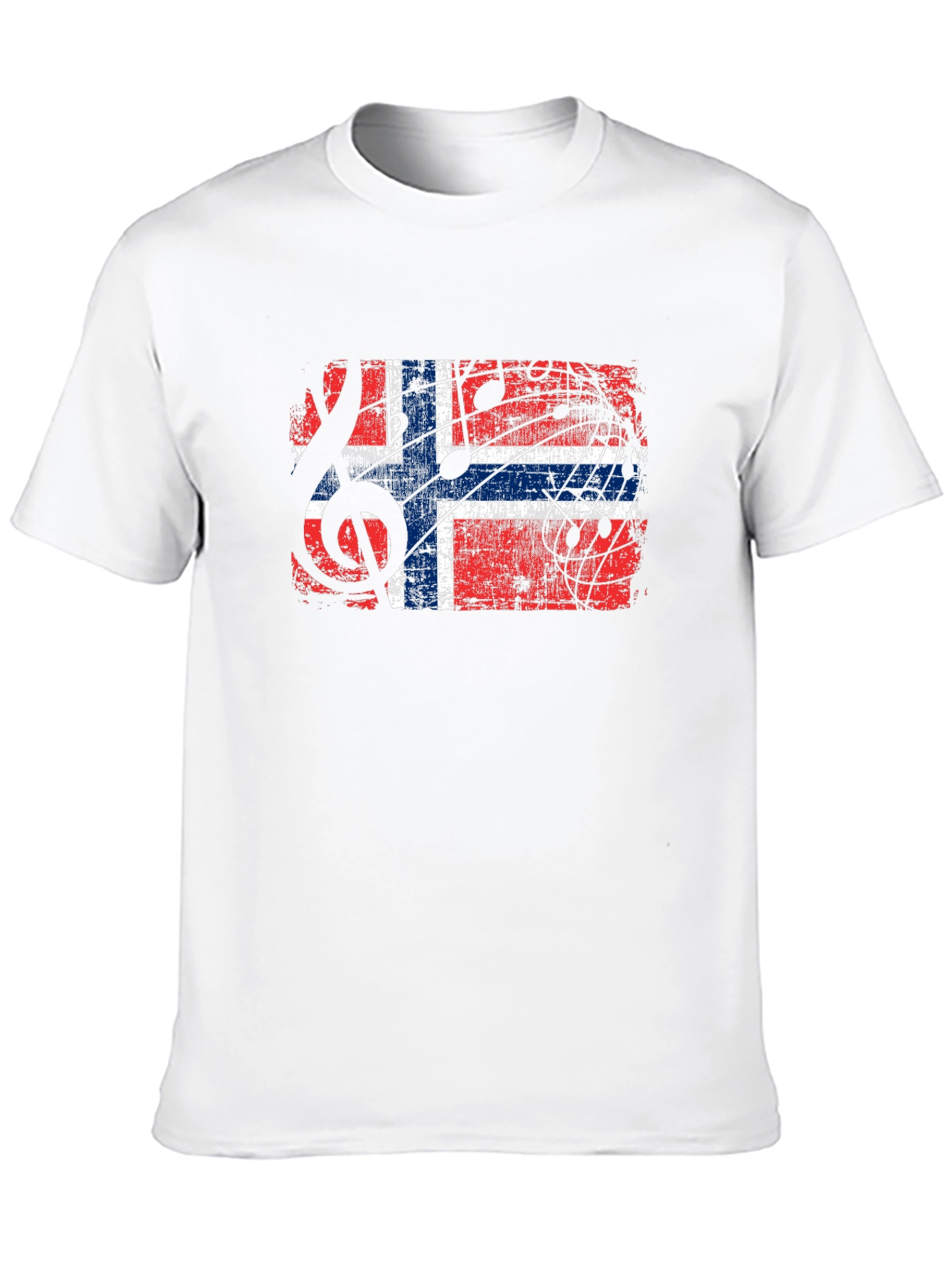 Norway Flag Music Notes Graphic Black T-Shirt