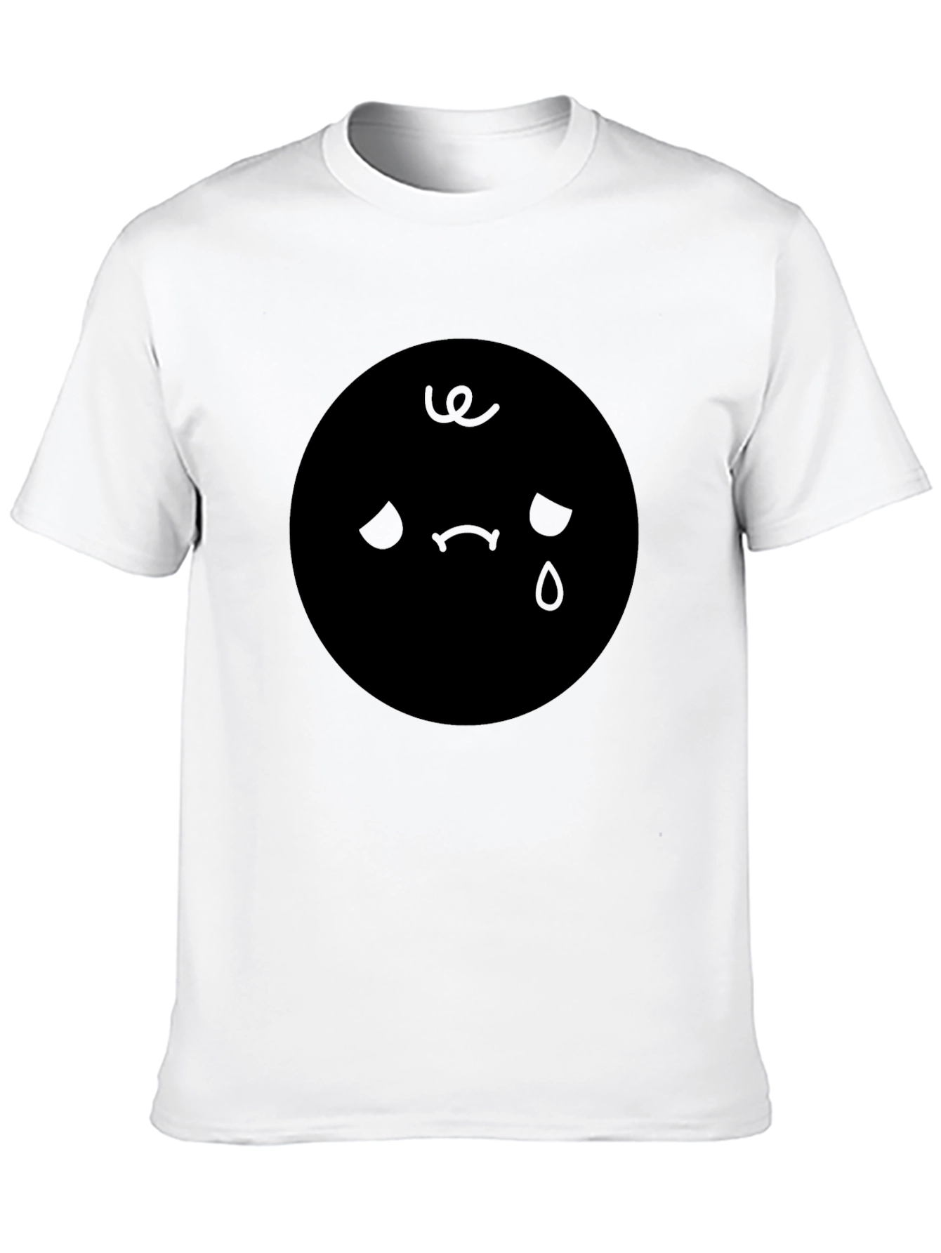 Sad Emoji Graphic Black T-Shirt
