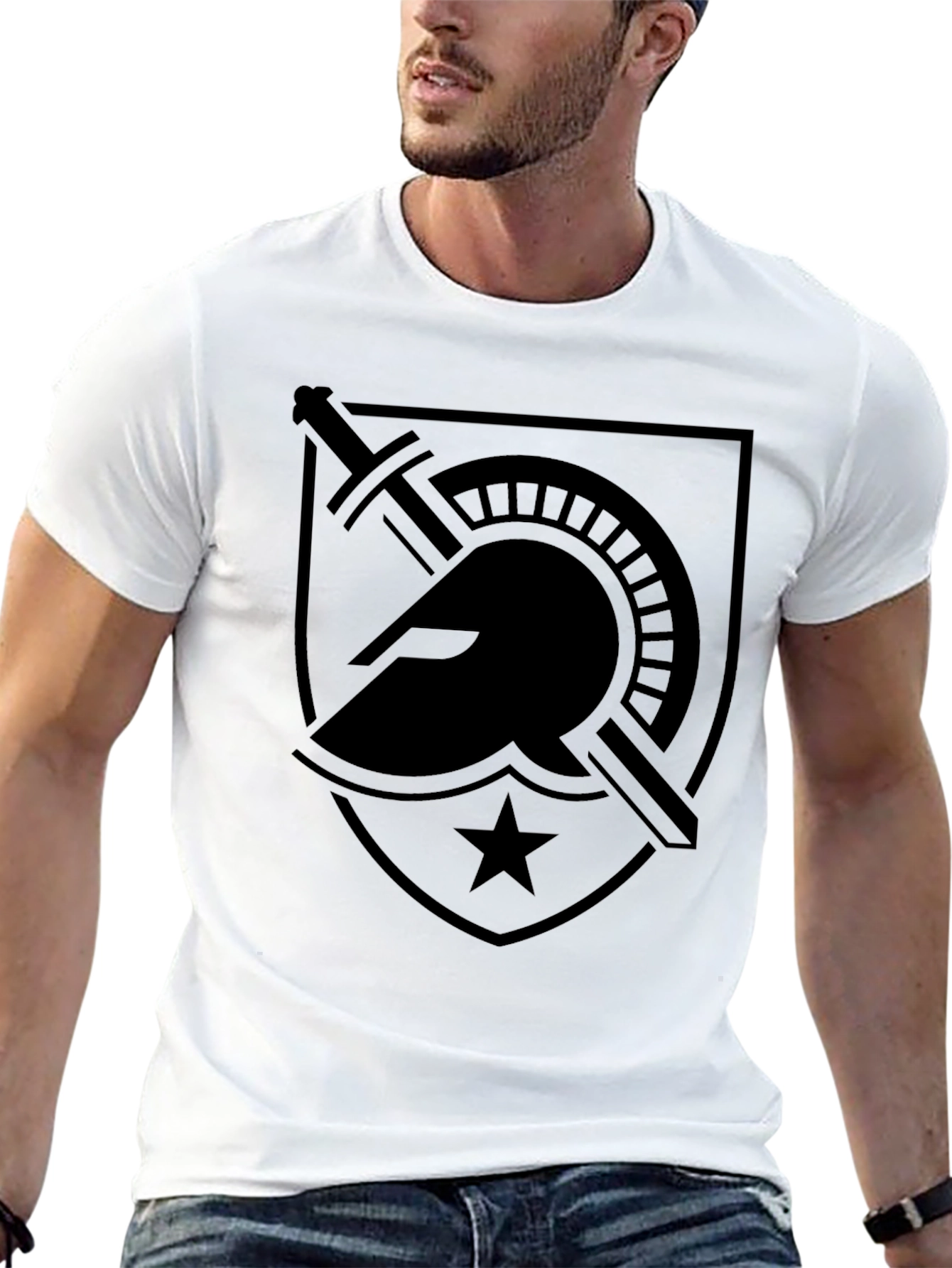 Spartan Warrior Shield Graphic T-Shirt - Black