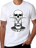 Skull Hourglass Graphic T-Shirt - Black