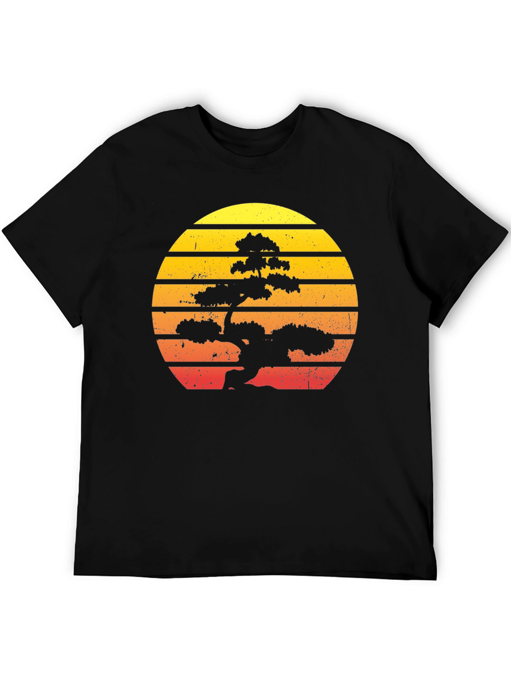 Bonsai Sunset Graphic Tee - Retro Style