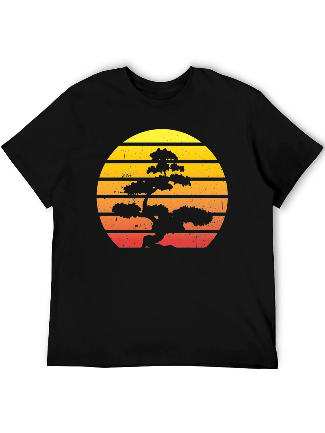 Bonsai Sunset Graphic Tee - Retro Style